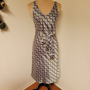 Wildfang Cubic Print Satin Belted Dress